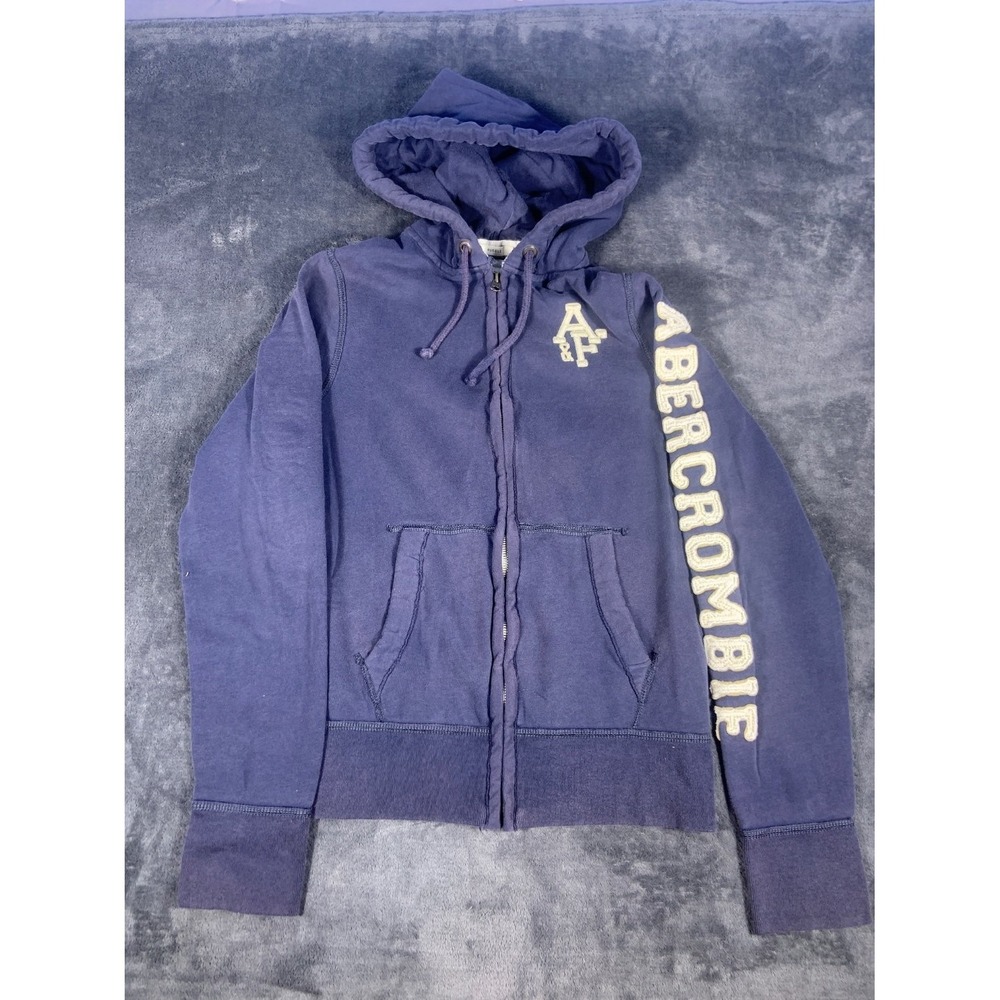 Abercrombie‎ & Fitch Muscle Fit Full Zip Hoodie Navy Blue Men's Size M Logo
